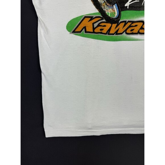 Vintage 90's Kawasaki Racing Ricky Carmichael Factory Effex White Shirt Promo - Picture 9 of 16